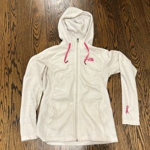 North Face full zip fleece hoodie. Off white. Size small.